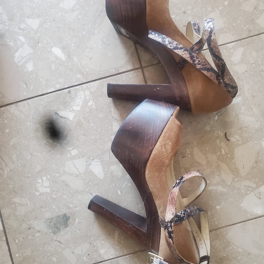 Jimmy Choo Tan Platform Sandals With Python Strap… - image 3